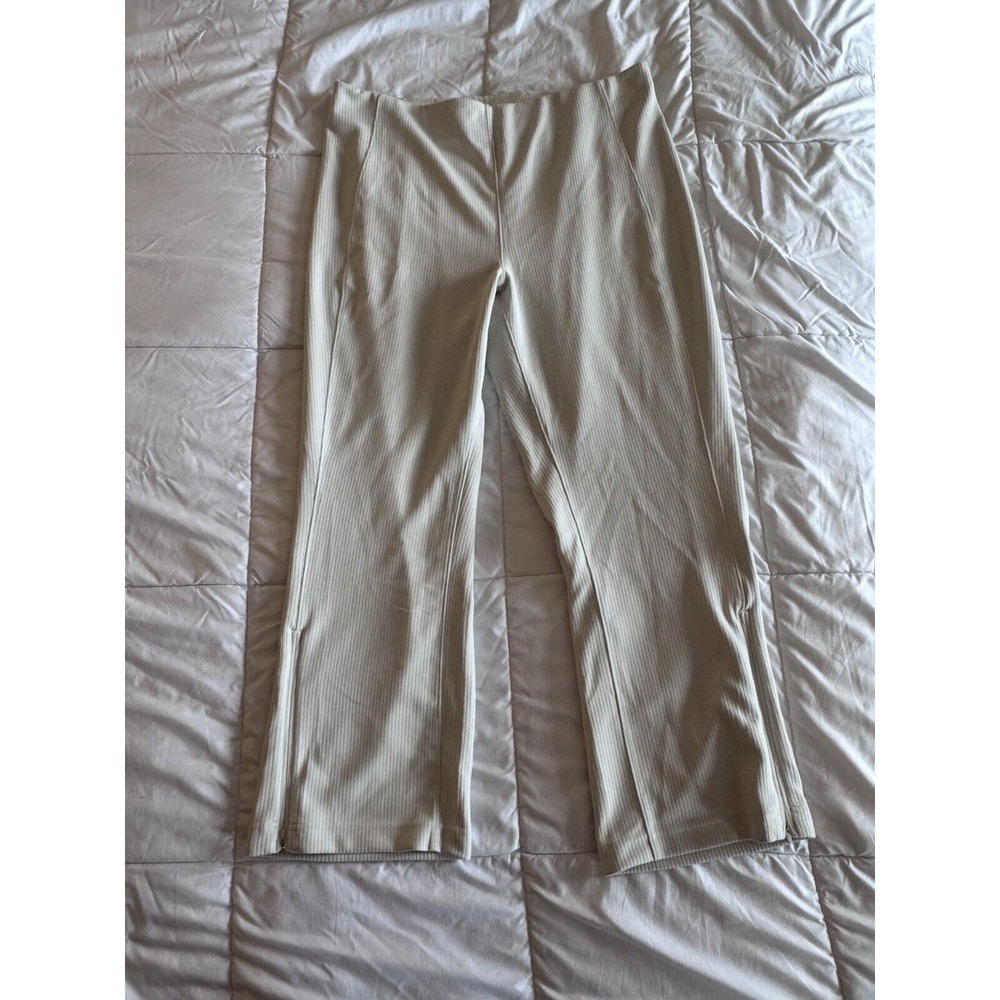Lululemon Ribbed Softstreme Zip-Leg High-Rise Cropped Pant 25" Size 14 Cream NWT